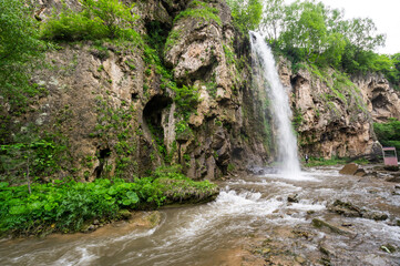 Fototapeta na wymiar Honey waterfalls in Caucasus mountains