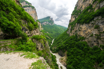 Cherek gorge in the Caucasus mountains in Russia