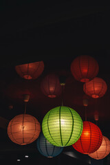 Close-up colorful international lanterns