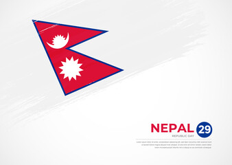 Obraz na płótnie Canvas Flag of Nepal with creative painted brush stroke texture background