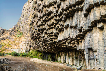 Natural landmark resulting from volcanic activity Garni basalt gorge in Armenia, in Kotayk region,...