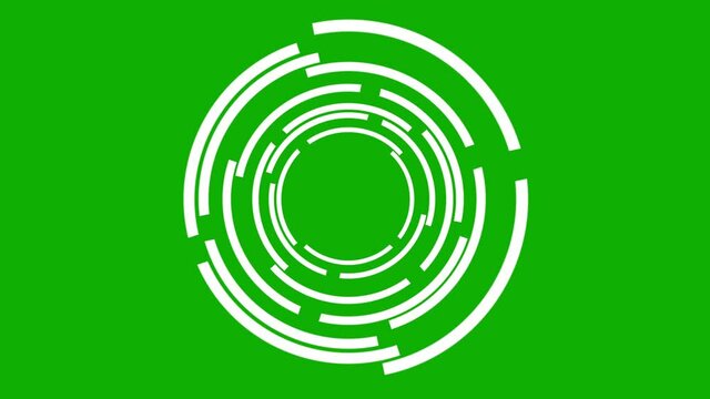 Circling digital arcs motion graphics with green screen background