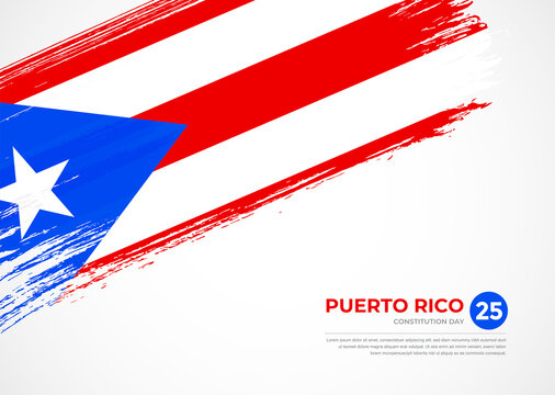 Flag of Puerto Rico with creative painted brush stroke texture background
