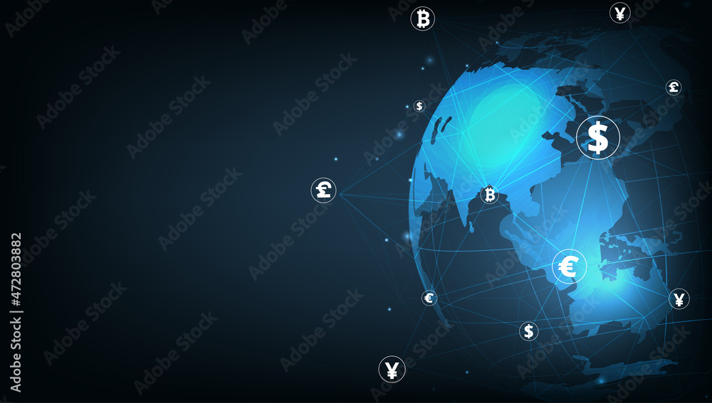 Poster money transaction technology concept.global network connection.money transfer. foreign exchange.paym