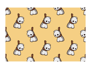 background cute sad little ghost vector illustration design hanging on a rope