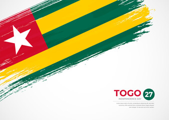 Flag of Togo with creative painted brush stroke texture background