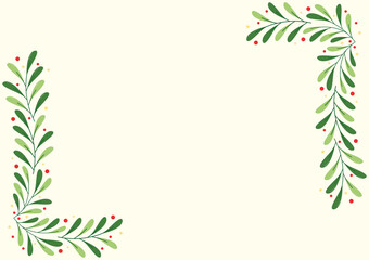 Fototapeta na wymiar Christmas leaf frame. Merry Christmas wallpaper. free space for text. Holly leaf frame. 