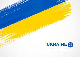 Flag of Ukraine with creative painted brush stroke texture background
