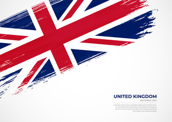 Flag of United Kingdom with creative painted brush stroke texture background