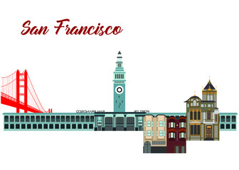 
illustration in style of flat design on the theme of San Francisco.