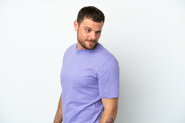 Young Brazilian man isolated on white background . Portrait