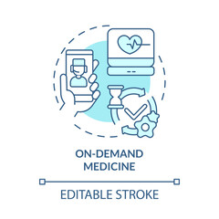 Fototapeta premium On-demand medicine blue concept icon. Pharmacy orders delivery. Digitization of healthcare service abstract idea thin line illustration. Vector isolated outline color drawing. Editable stroke