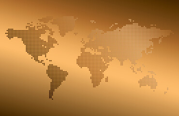 abstract world map on dark gold vector background with gradient