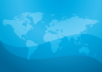 light blue background with striped world map - vector