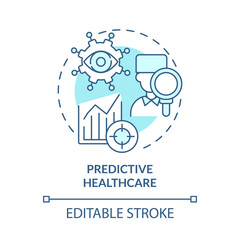 Predictive healthcare blue concept icon. Prevention of future health problem by digital analyze abstract idea thin line illustration. Vector isolated outline color drawing. Editable stroke