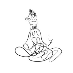 Art sketching of beautiful young bride, sketch vector. Monochrome illustration. 