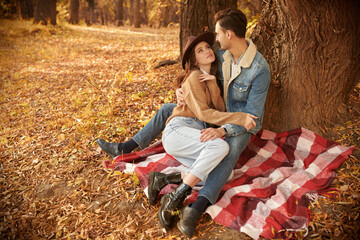 couple in love in the park