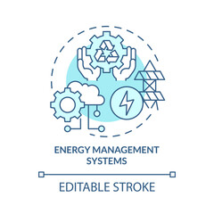 Energy management blue concept icon. Automation of energy measurement data collection. Urban services abstract idea thin line illustration. Vector isolated outline color drawing. Editable stroke