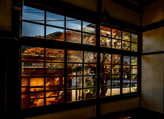 Autumn Season view window outside.
Creative images. Colourful and Japanese long window.