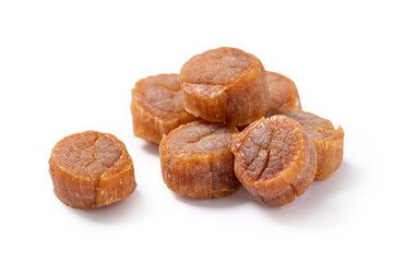 Dried scallop isolated on white background.