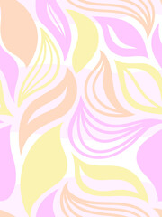 Vector cute pink seamless pattern with abstract wavy shapes and petals.