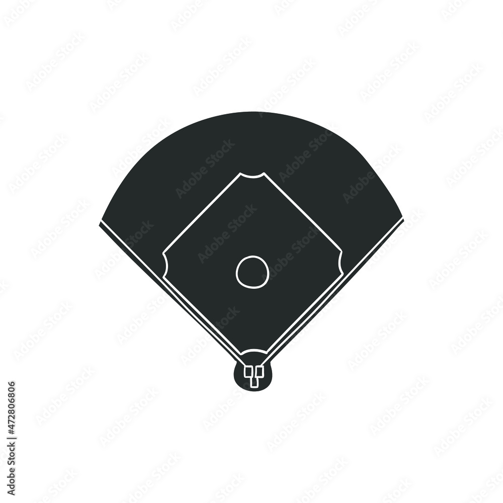 Canvas Prints Baseball Field Icon Silhouette Illustration. Sport Arena Game Vector Graphic Pictogram Symbol Clip Art. Doodle Sketch Black Sign.