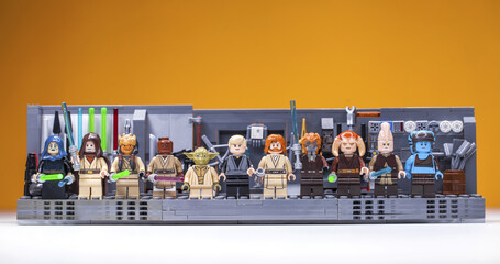 Fototapeta premium RUSSIA, SAMARA, FEBRUARY 15, 2020 - Lego Star Wars Minifigures Constructor. Jedi