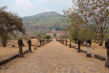ruined khmer temple (wat phu / vat phou) in laos