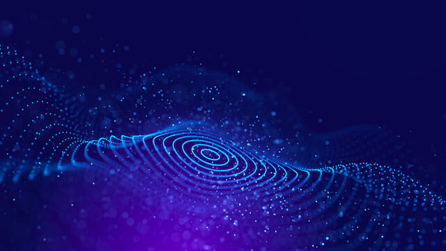 A wave of technology intertwined with dots and lines. Internet explorer of big data. 3D rendering.