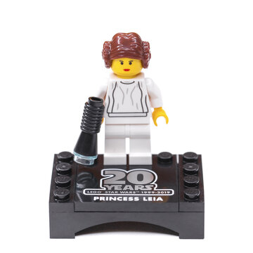 RUSSIA, SAMARA, NOVEMBER 20, 2021 - Lego constructor minifigure Princess Leia