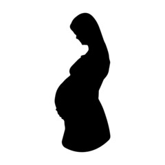 Elegant black shape of a pregnant woman. Vector.