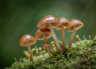 Mushrooms in Rain