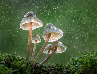 Common Bonnets With Raindrops