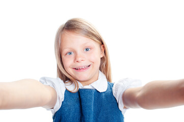 little girl taking selfie