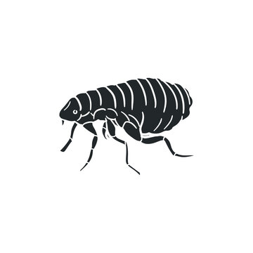 Flea Icon Silhouette Illustration. Animal Parasite Vector Graphic Pictogram Symbol Clip Art. Doodle Sketch Black Sign.