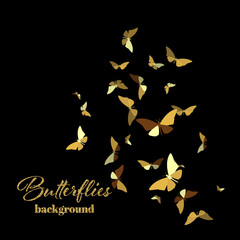 Abstract design background of golden confetti vector butterflies
