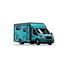 RV - camper van - caravan - motor home illustration logo vector 