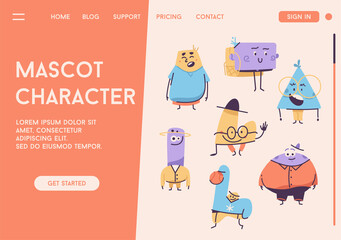 Vector landing page of Mascot Character concept.
