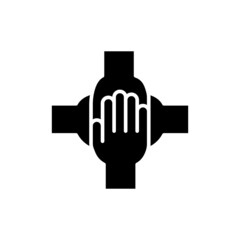 Teamwork icon solid black. Partnership, community, cooperation, unity equality concept. Trendy flat outline symbol, sign for: illustration, logo, app, design, web, dev, ui, ux, gui. Vector EPS 10