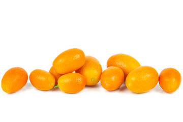 Cumquat or fortunella. Tasty juicy fruit .Isolated on a white background