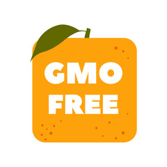 Gmo free product. Non GMO. Flat vector illustration on white background. Icon, badge, logo. Healthy food mark.