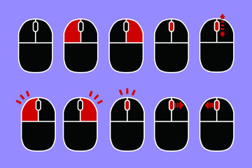 パソコン用の黒いマウスのボタン操作方法　クリック、回転など