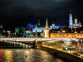 The image of the Kremlin in Russia at night, the night city.