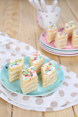 Various homemade bakeries on the table such as cake, pastry, sweet and delicious.