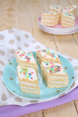 Various homemade bakeries on the table such as cake, pastry, sweet and delicious.