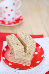Various homemade bakeries on the table such as cake, pastry, sweet and delicious.