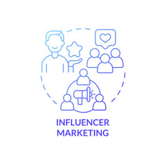 Influencer marketing promo concept icon. Blogger advertising providing small business success. Small business abstract idea thin line illustration. Vector isolated outline color drawing