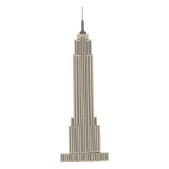 Vector color hand drawn illustration with Empire State Building. Isolated on white background - obrazy, fototapety, plakaty