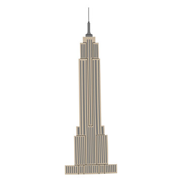 Vector color hand drawn illustration with Empire State Building. Isolated on white background
