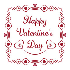 Happy Valentine's Day flat frame vector design. Love frame illustration with text and hearts to use in valentines day projects, love invitation, wedding card, calligraphic decorations.